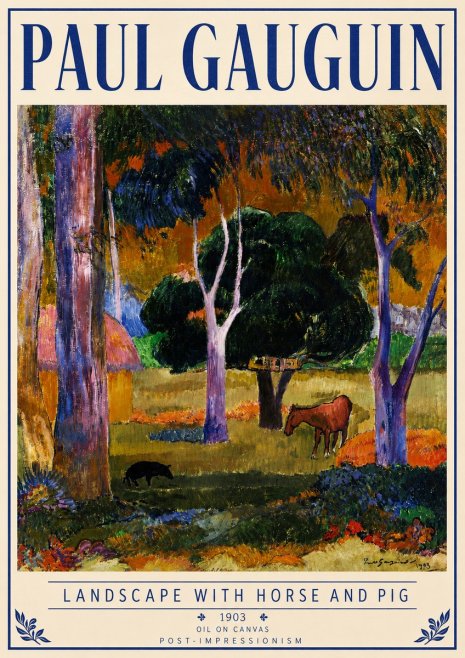 Paul Gauguin Landscape with Horse and Pig No4 - Plakát