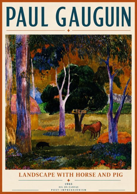 Paul Gauguin Landscape with Horse and Pig No6 - Plakát