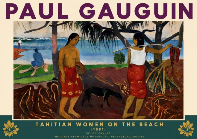 Paul Gauguin Tahitian Women on the Beach (1891) No6 - Plakát