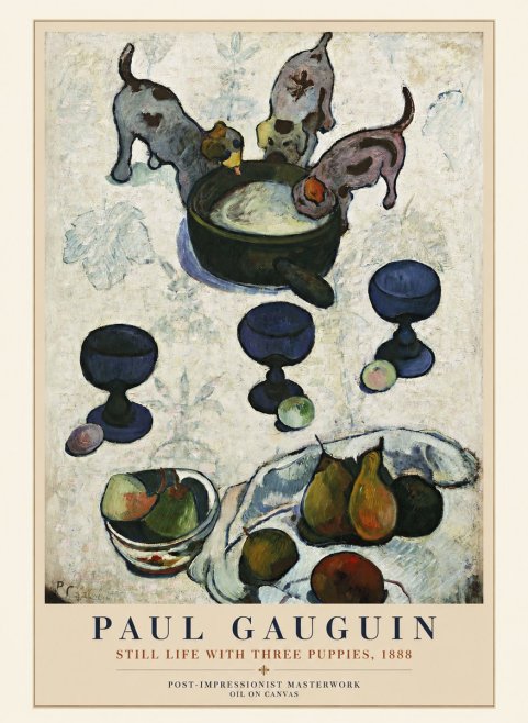 Paul Gauguin Still Life with Three Puppies, 1888 No1 - Plakát