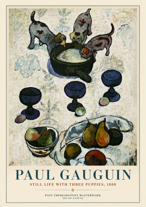 Paul Gauguin Still Life with Three Puppies, 1888 No3 - Plakát