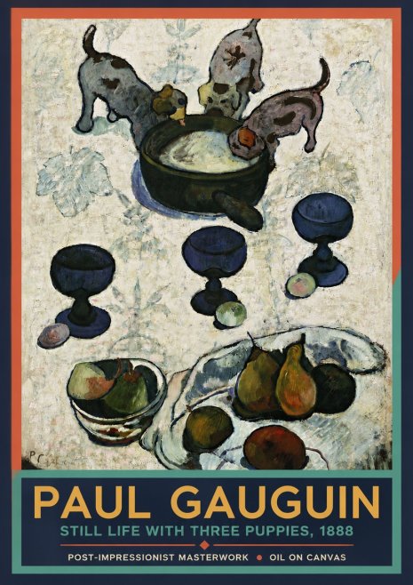 Paul Gauguin Still Life with Three Puppies, 1888 No4 - Plakát