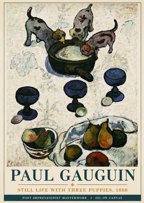 Paul Gauguin Still Life with Three Puppies, 1888 No5 - Plakát