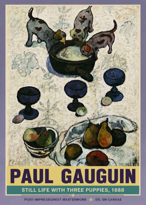Paul Gauguin Still Life with Three Puppies, 1888 No6 - Plakát