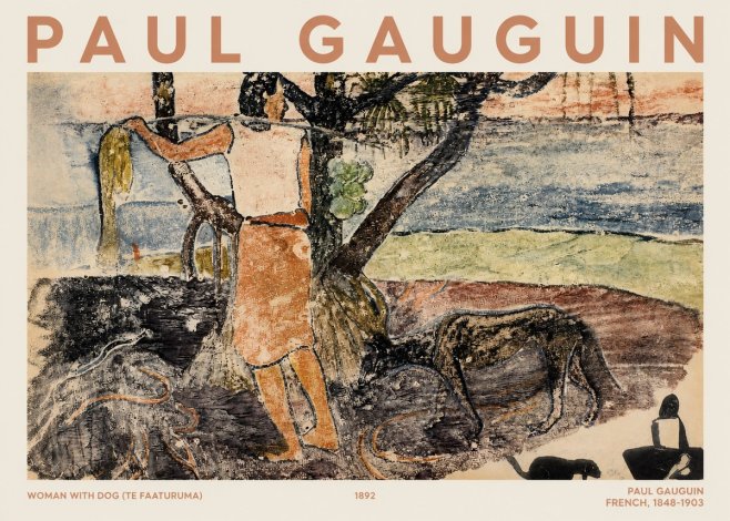 Paul Gauguin Woman with Dog (Te Faaturuma) No1 - Plakát
