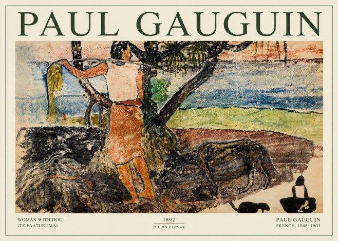 Paul Gauguin Woman with Dog (Te Faaturuma) No3 - Plakát