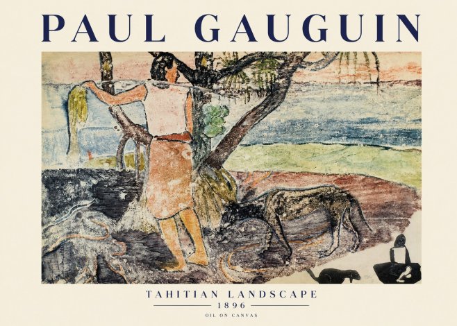 Paul Gauguin Woman with Dog (Te Faaturuma) No5 - Plakát