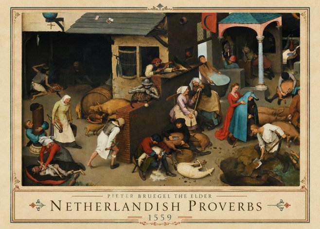 Pieter Bruegel Netherlandish Proverbs VI No1 - Plakát