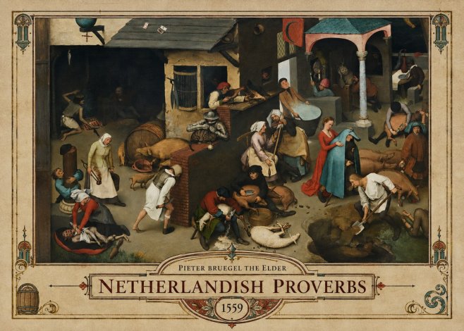 Pieter Bruegel Netherlandish Proverbs VI No6 - Plakát
