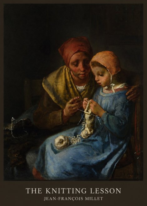 Jean-François Millet The Knitting Lesson I No5 - Plakát