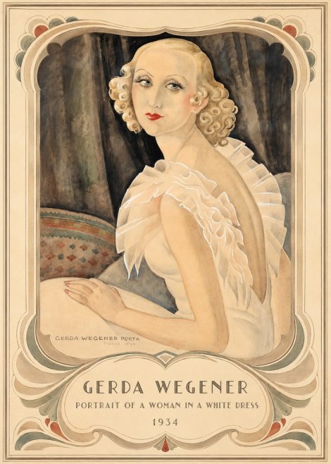 Gerda Wegener Portrait of a Woman in a White Dress No3 - Plakát