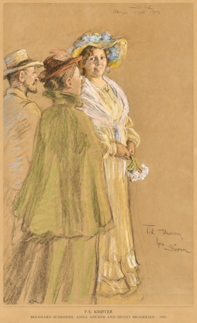 P.S. Krøyer Bernhard Schrøder, Anna Ancher and Henny Brodersen No6 - Plakát