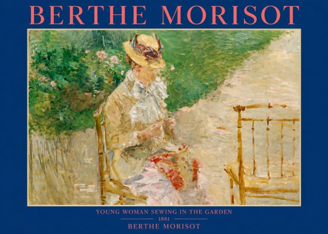 Berthe Morisot Young Woman Sewing in the Garden No3 - Plakát