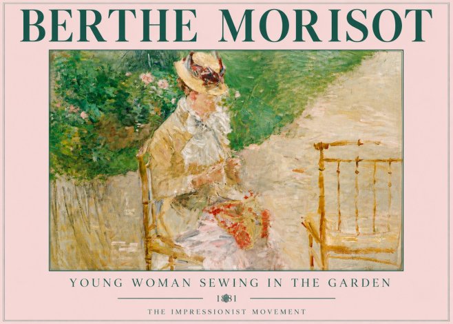 Berthe Morisot Young Woman Sewing in the Garden No5 - Plakát