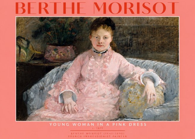 Berthe Morisot Young Woman in a Pink Dress I No2 - Plakát