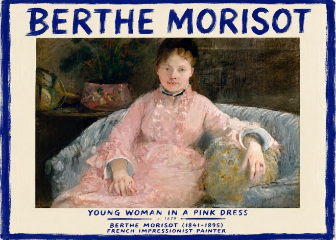 Berthe Morisot Young Woman in a Pink Dress I No3 - Plakát