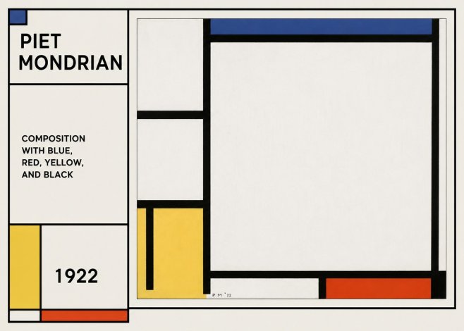 Piet Mondrian Composition with Blue, Red, Yellow, and Black No1 - Plakát
