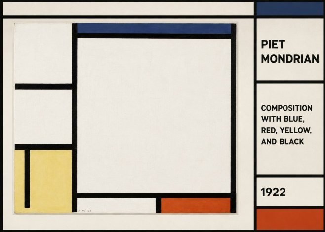 Piet Mondrian Composition with Blue, Red, Yellow, and Black No2 - Plakát