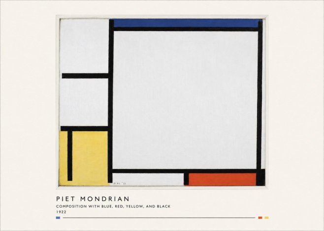 Piet Mondrian Composition with Blue, Red, Yellow, and Black No4 - Plakát