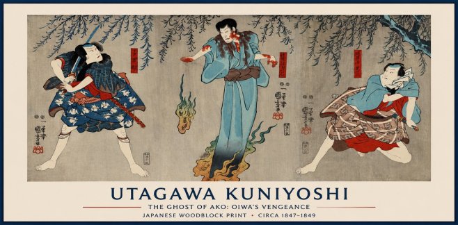 Utagawa Kuniyoshi The Ghost of Ako: Oiwa's Vengeance No1 - Plakát
