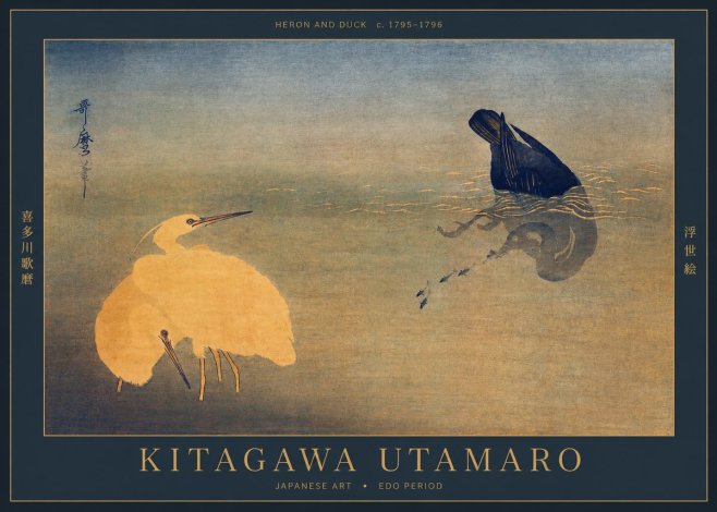 Kitagawa Utamaro Heron and Duck No2 - Plakát