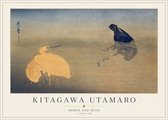 Kitagawa Utamaro Heron and Duck No3 - Plakát