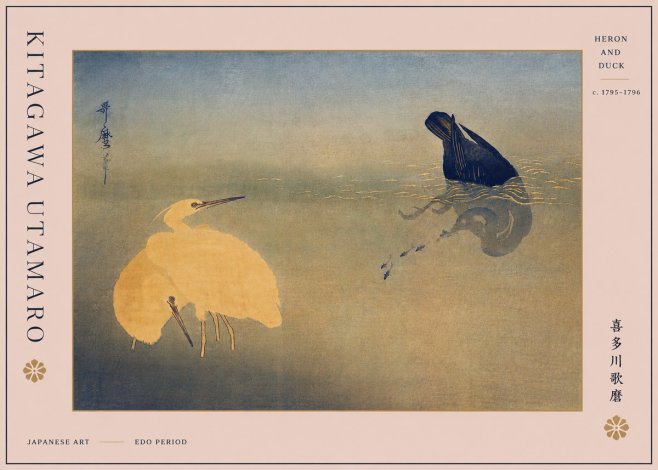 Kitagawa Utamaro Heron and Duck No5 - Plakát