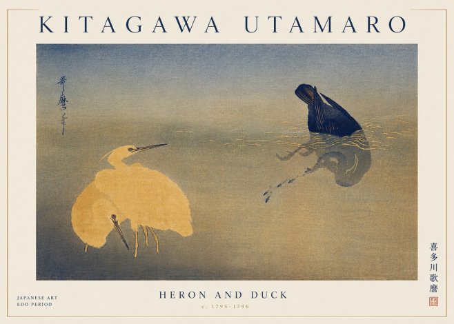 Kitagawa Utamaro Heron and Duck No6 - Plakát