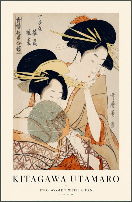 Kitagawa Utamaro Two Women with a Fan No1 - Plakát