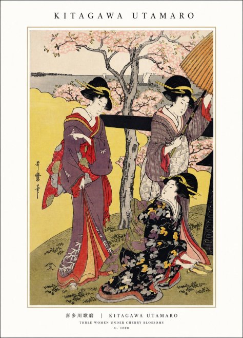 Kitagawa Utamaro Three Women Under Cherry Blossoms No1 - Plakát