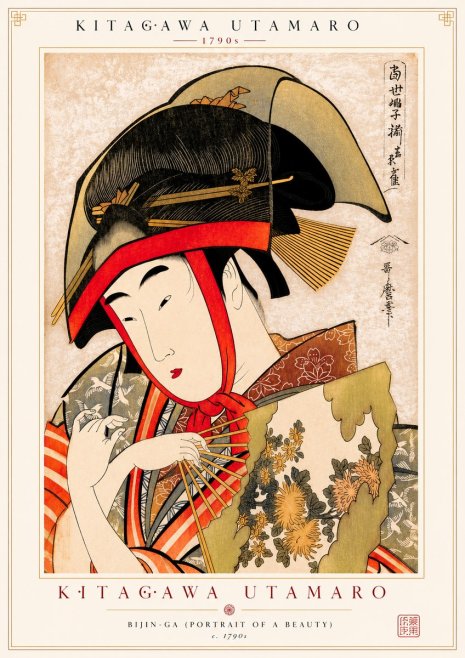 Kitagawa Utamaro Beauty with a Fan I No2 - Plakát