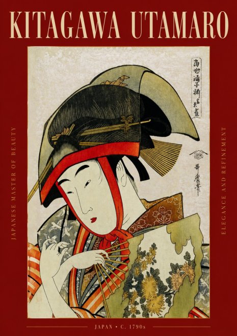 Kitagawa Utamaro Beauty with a Fan I No3 - Plakát