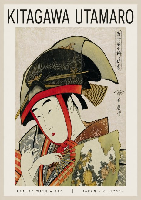 Kitagawa Utamaro Beauty with a Fan I No4 - Plakát