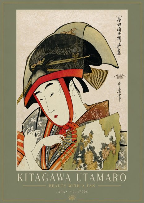 Kitagawa Utamaro Beauty with a Fan I No5 - Plakát