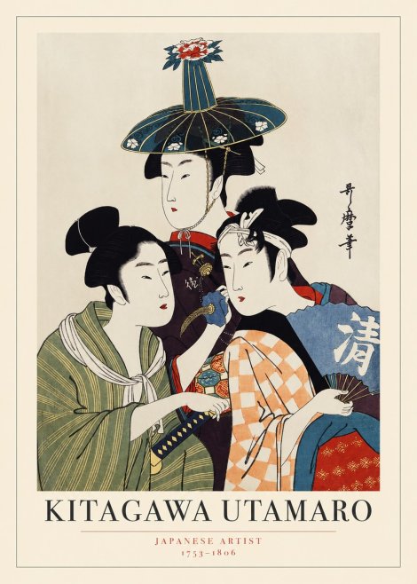 Kitagawa Utamaro Three Beauties No1 - Plakát