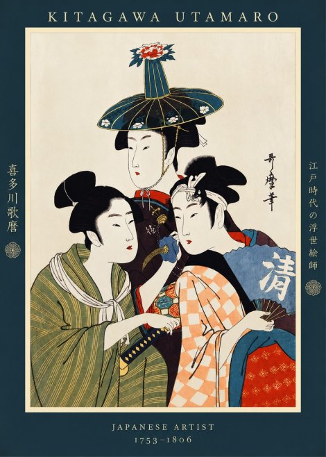 Kitagawa Utamaro Three Beauties No2 - Plakát