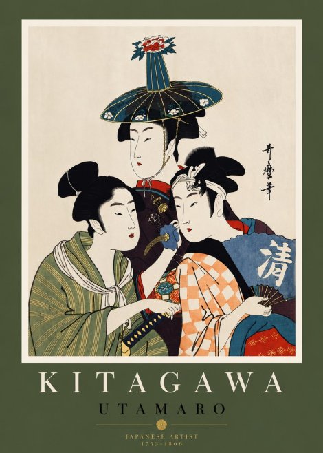 Kitagawa Utamaro Three Beauties No4 - Plakát