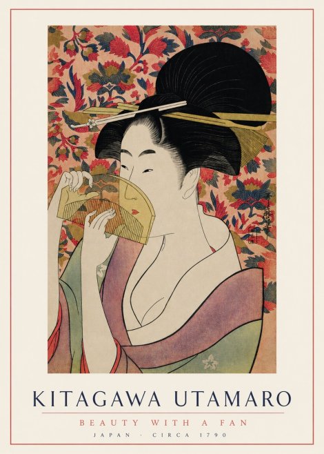 Kitagawa Utamaro Beauty with a Fan II No3 - Plakát