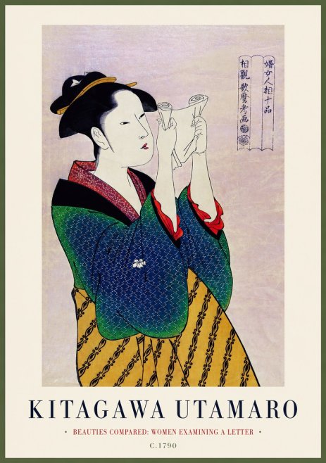Kitagawa Utamaro Beauties Compared: Women Examining a Letter No1 - Plakát