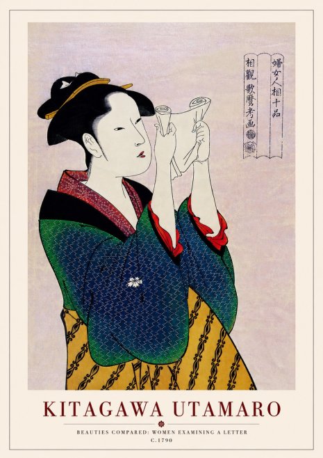 Kitagawa Utamaro Beauties Compared: Women Examining a Letter No5 - Plakát