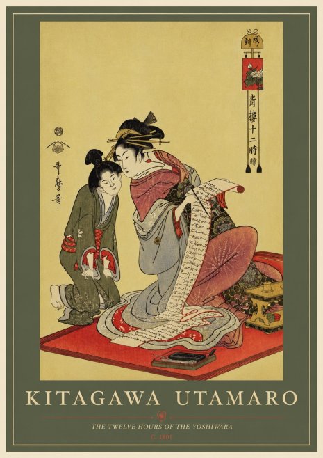 Kitagawa Utamaro The Twelve Hours of the Yoshiwara No2 - Plakát