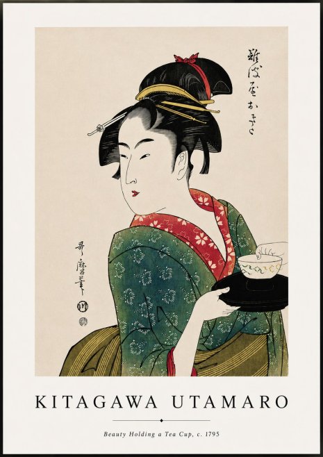 Kitagawa Utamaro Beauty Holding a Tea Cup No3 - Plakát