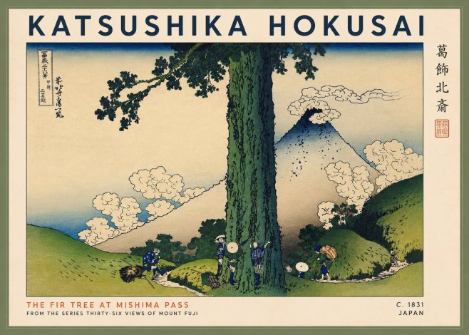 Katsushika Hokusai The Fir Tree at Mishima Pass No2 - Plakát