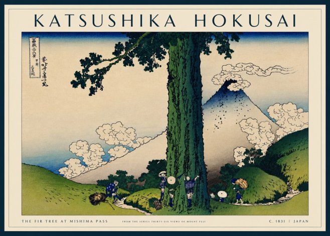 Katsushika Hokusai The Fir Tree at Mishima Pass No4 - Plakát