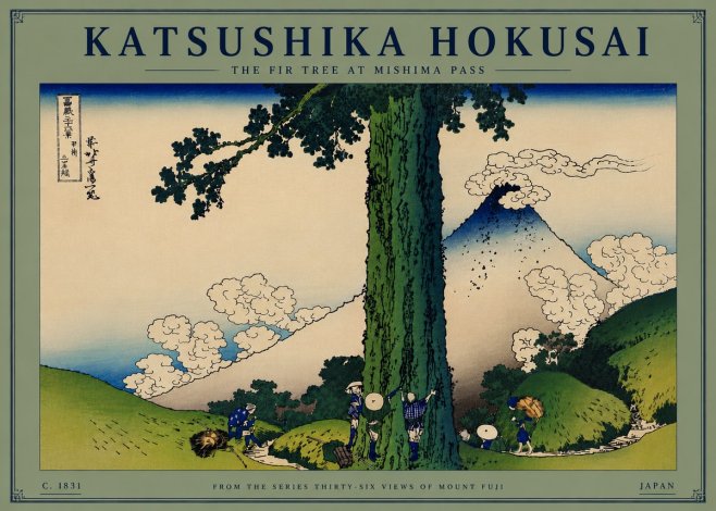 Katsushika Hokusai The Fir Tree at Mishima Pass No8 - Plakát