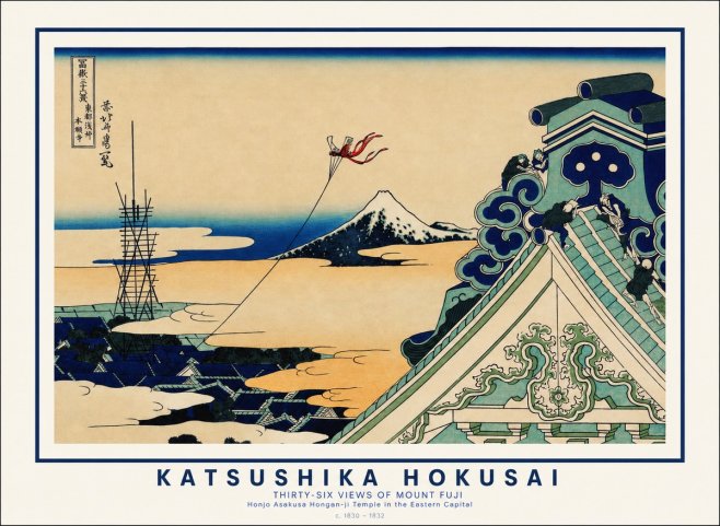 Katsushika Hokusai Honjo Asakusa Hongan-ji Temple in the Eastern Capital No1 - Plakát