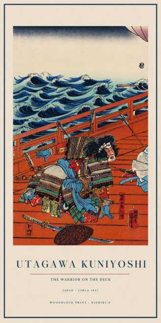 Utagawa Kuniyoshi The Warrior on the Deck No1 - Plakát