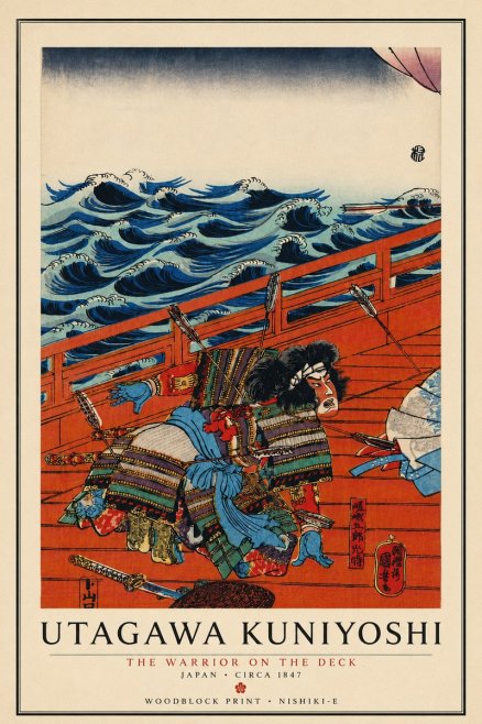 Utagawa Kuniyoshi The Warrior on the Deck No6 - Plakát