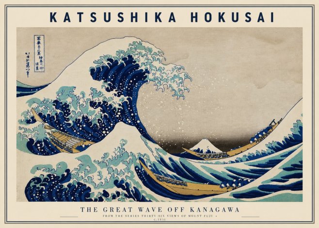 Katsushika Hokusai The Great Wave off Kanagawa II No5 - Plakát