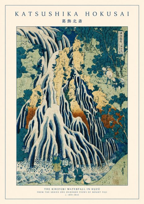 Katsushika Hokusai The Kirifuri Waterfall in Kuzū from the Series One Hundred Views of Mount Fuji No1 - Plakát